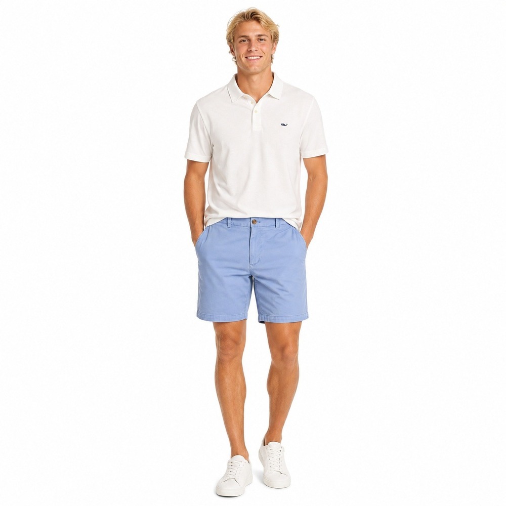 Vineyard Vines Mens Breaker Short Light Blue Cotton Twill Chino 1H0462 Size 32 - Picture 1 of 10